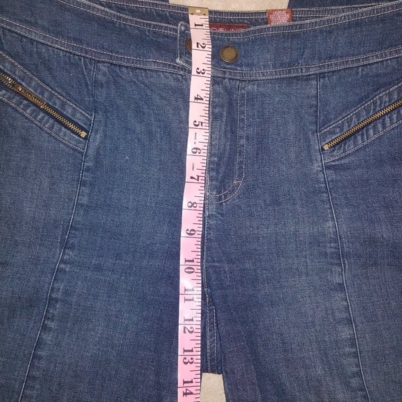 Womens Bandolino Stretch Jeans Sz 12 Denim Dark Wash Zipper Pockets Front Seam - Picture 6 of 8
